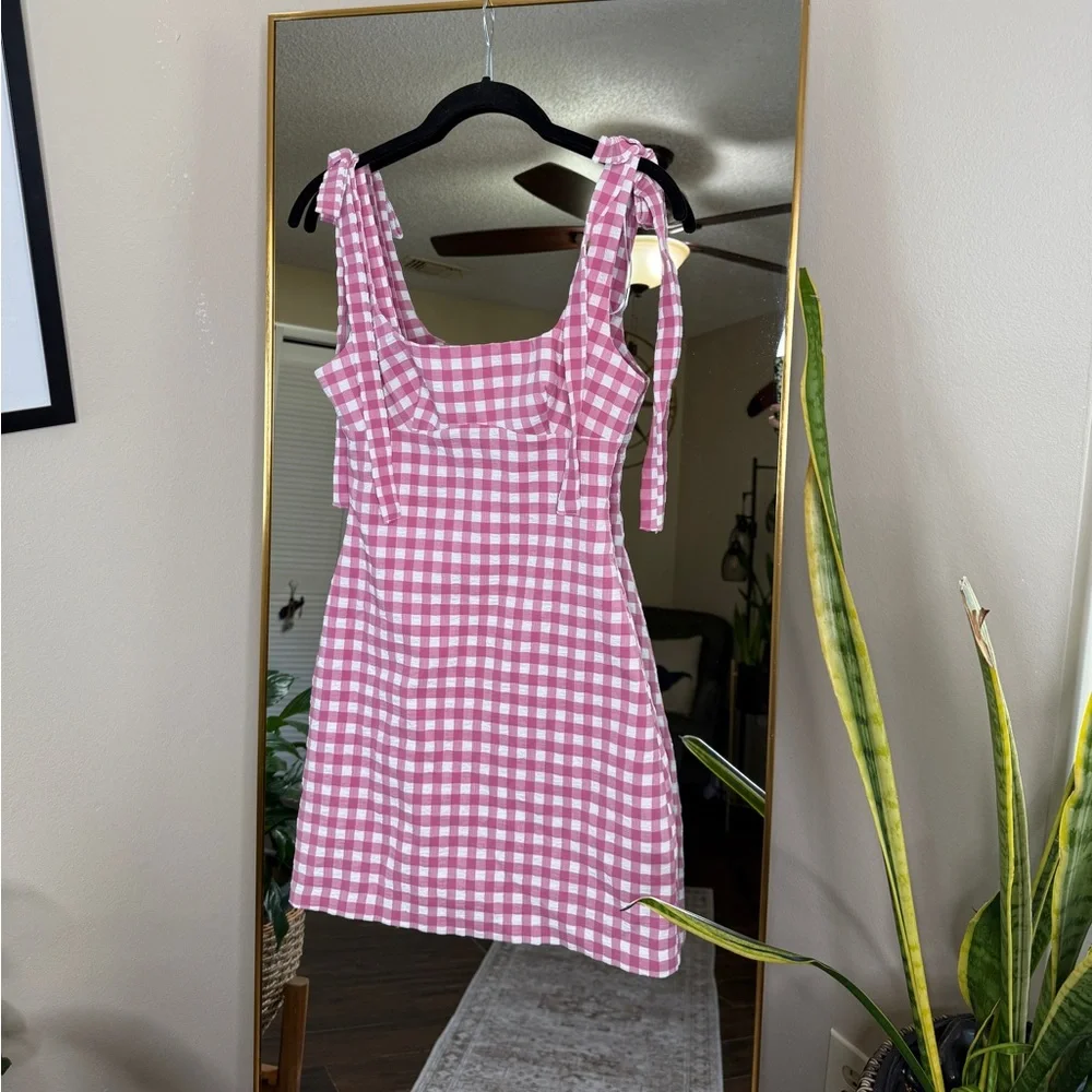 Zara Pink Gingham Sleeveless Dress - Picture 2 of 4